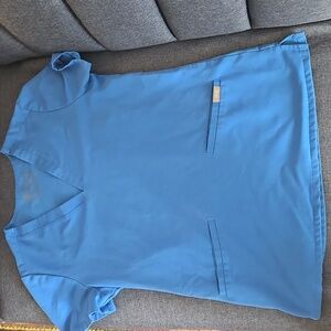 Figs royal blue scrub set xs 3 pocket casma top and small yola bottom